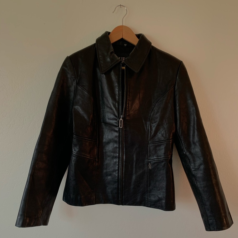 Guess Black Leather Jacket